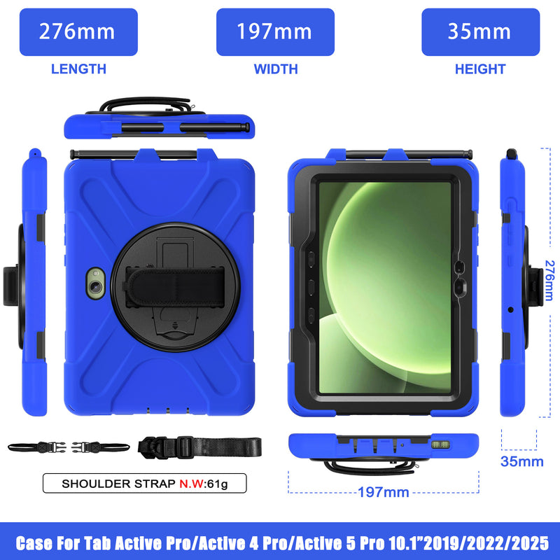 Cargue la imagen en el visor de la galería, Samsung Galaxy Tab Active Pro / Active 4 Pro / Active 5 Pro Series - Heavy Duty 360 Degree Rotate Stand Hand Strap Case With Shoulder Strap - Polar Tech Australia