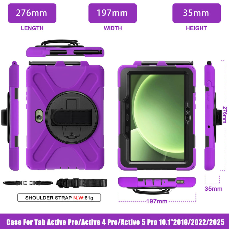 Cargue la imagen en el visor de la galería, Samsung Galaxy Tab Active Pro / Active 4 Pro / Active 5 Pro Series - Heavy Duty 360 Degree Rotate Stand Hand Strap Case With Shoulder Strap - Polar Tech Australia