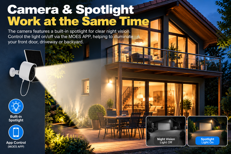 Load image into Gallery viewer, Moes Tuya Full HD 4MP Wireless Solar Powered IP65 Outdoor Security Camera With Floodlight