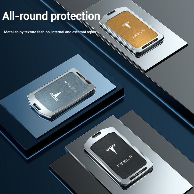 Cargue la imagen en el visor de la galería, Tesla Alloy-Framed Leather Card Key Case for Model 3 & Model Y - Polar Tech Australia