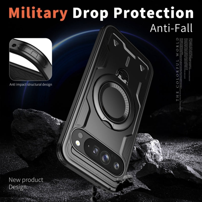 Cargue la imagen en el visor de la galería, Google Pixel 10 Pro XL - TPU+PC 2-in-1 Material Shockproof Protective Case with Metal Rotating Stand - Polar Tech Australia