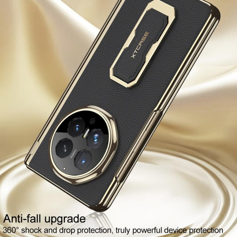 Chargez l'image dans la visionneuse de la galerie, Honor Magic V6 - Magnetic Folding Hinge Leather Phone Case with Wristband & Rotating Holder