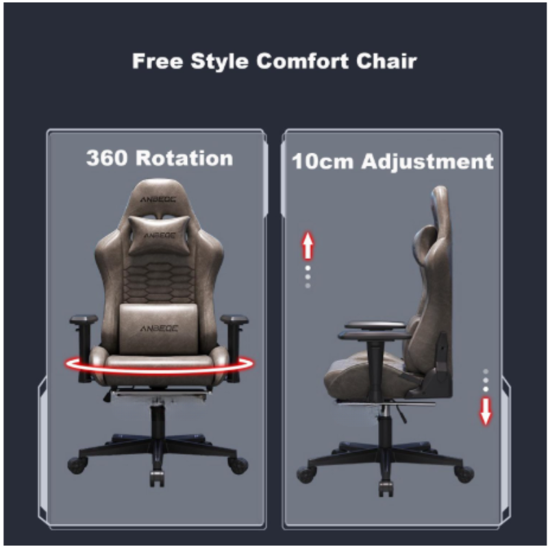 Load image into Gallery viewer, Luxury Vintage Leather Ergonomic Designed Gaming Chair 360° Rotation and Adjustable Armrests (Grey) - Polar Tech Australia