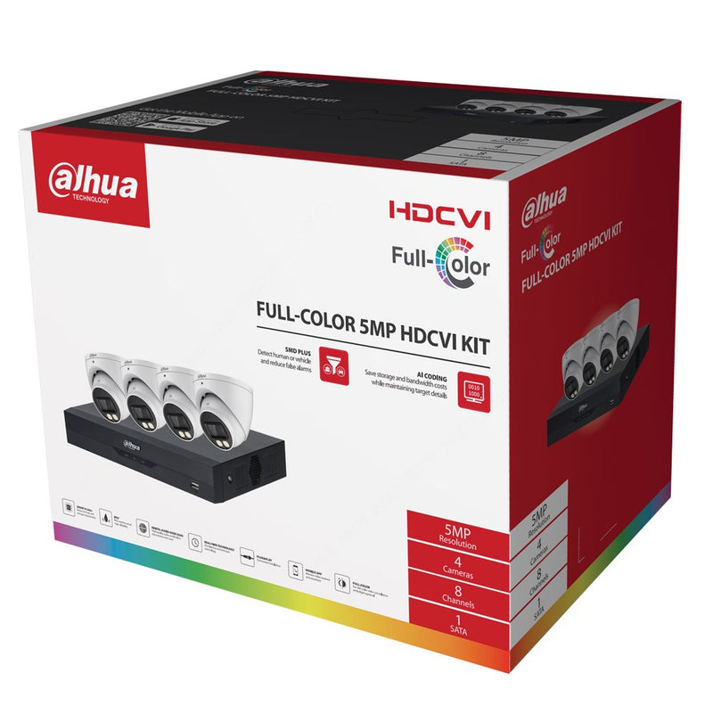 Cargue la imagen en el visor de la galería, Dahua HDCVI 8 Channel Camera Kit including 4x 5MP Eyeball Fixed Lens Cameras 2TB HDD 4x 18m Coax Patch Cables and Power Supplies - Polar Tech Australia