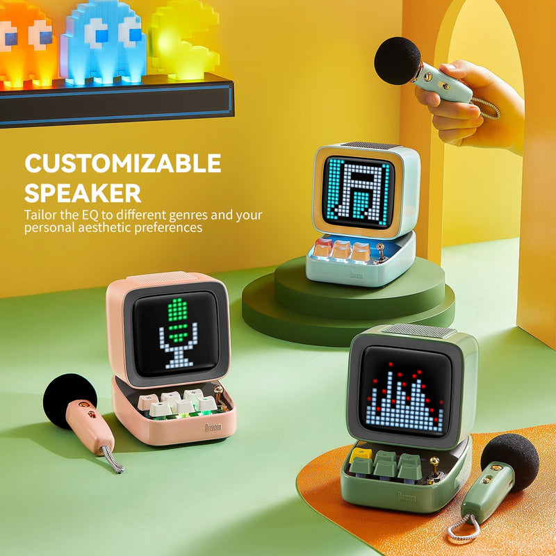 Cargue la imagen en el visor de la galería, Divoom Ditoo-Mic Mini Karaoke Machine Pixel Art Singing Bluetooth Speaker With Pixel Display, Microphone