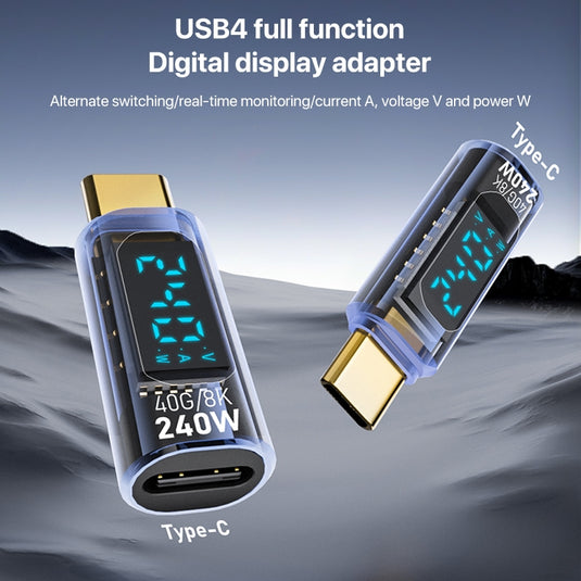 240W Type-C Male to Type-C Female Full-featured Adapter with Digital Display - Polar Tech Australia