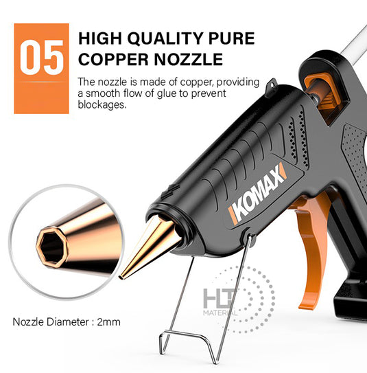 Komax 5 Adjustable Temperature 60W-180W Portable Large DIY Glue Gun + 30 x 11mm Glue Stickers - Polar Tech Australia
