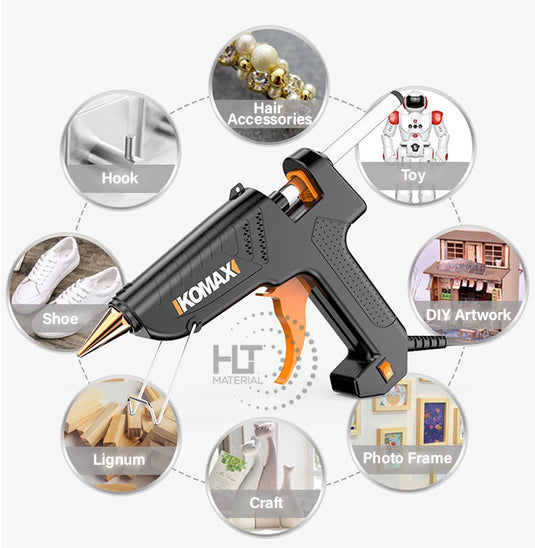 Komax 5 Adjustable Temperature 60W-180W Portable Large DIY Glue Gun + 30 x 11mm Glue Stickers - Polar Tech Australia