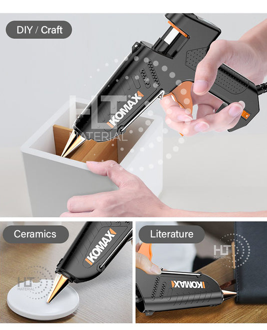 Komax 5 Adjustable Temperature 60W-180W Portable Large DIY Glue Gun + 30 x 11mm Glue Stickers - Polar Tech Australia