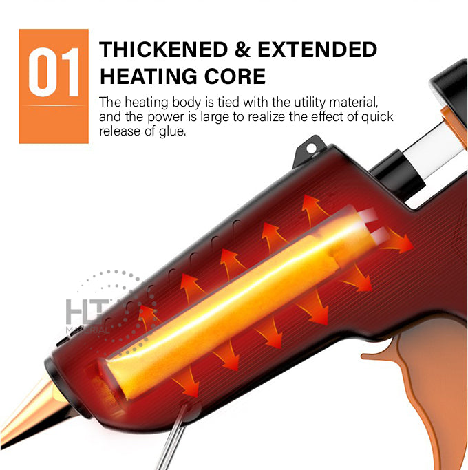 Chargez l'image dans la visionneuse de la galerie, Komax 5 Adjustable Temperature 60W-180W Portable Large DIY Glue Gun + 30 x 11mm Glue Stickers - Polar Tech Australia