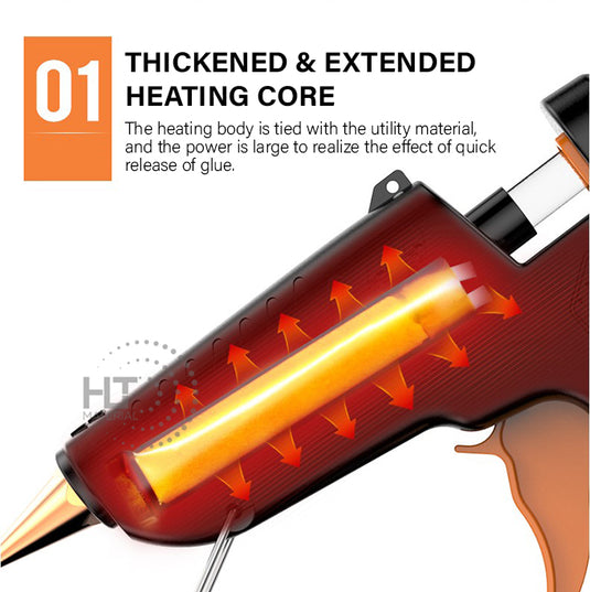 Komax 5 Adjustable Temperature 60W-180W Portable Large DIY Glue Gun + 30 x 11mm Glue Stickers - Polar Tech Australia