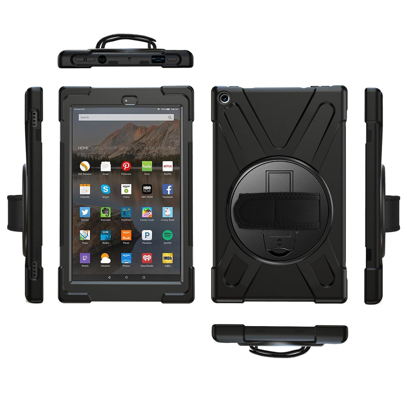 Cargue la imagen en el visor de la galería, Amazon Kindle Fire 8 2022 Heavy Duty 360 Degree Rotate Stand Hand Strap Case - Polar Tech Australia