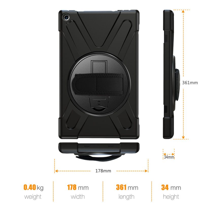 Cargue la imagen en el visor de la galería, Amazon Fire HD 10 2017/2019 Heavy Duty 360 Degree Rotate Stand Hand Strap Case - Polar Tech Australia