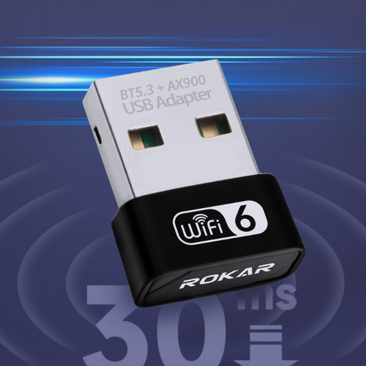 ROKAR WiFi 6 + Bluetooth 5.3 Dual-Band USB Adapter - 900Mbps Wireless Network Card for Desktop and Laptop - Polar Tech Australia
