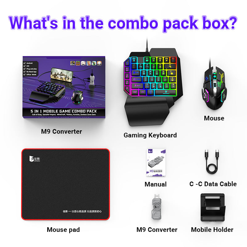 Cargue la imagen en el visor de la galería, Universal For Android / IOS Mobile Phone Apple iPhone Game Tablet iPad - M9 Keyboard Mouse Adapter Converter - Polar Tech Australia