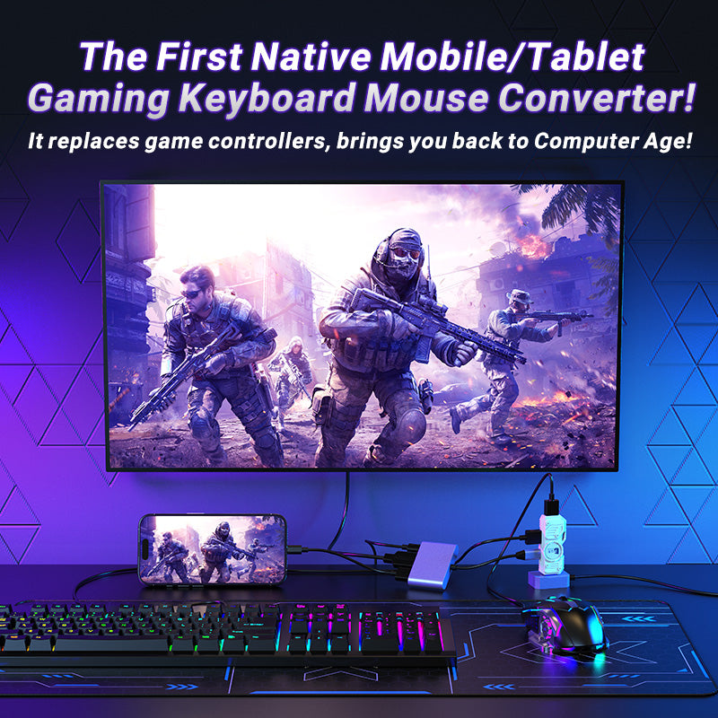 Cargue la imagen en el visor de la galería, Universal For Android / IOS Mobile Phone Apple iPhone Game Tablet iPad - M9 Keyboard Mouse Adapter Converter - Polar Tech Australia