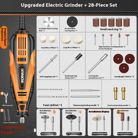 Komax 220V 135W 6-Speed Powerful Multifunction Polishing Pen Grinding Grinder Hand DIY Tool - Polar Tech Australia