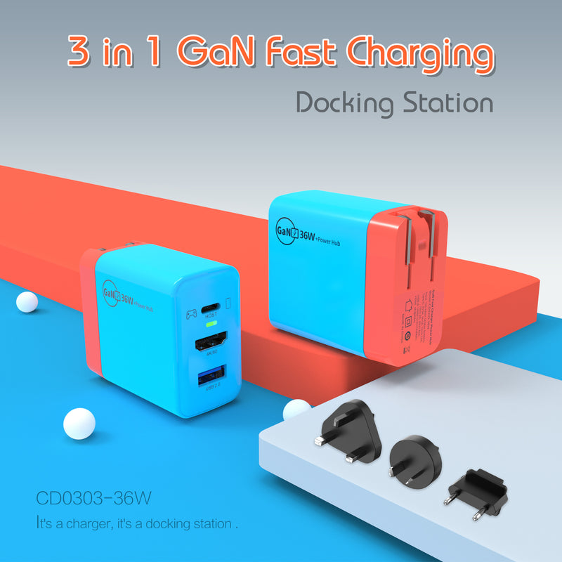 Chargez l'image dans la visionneuse de la galerie, Switch Dock GaN Fast Charging HDMI Hub Portable Dock - Polar Tech Australia