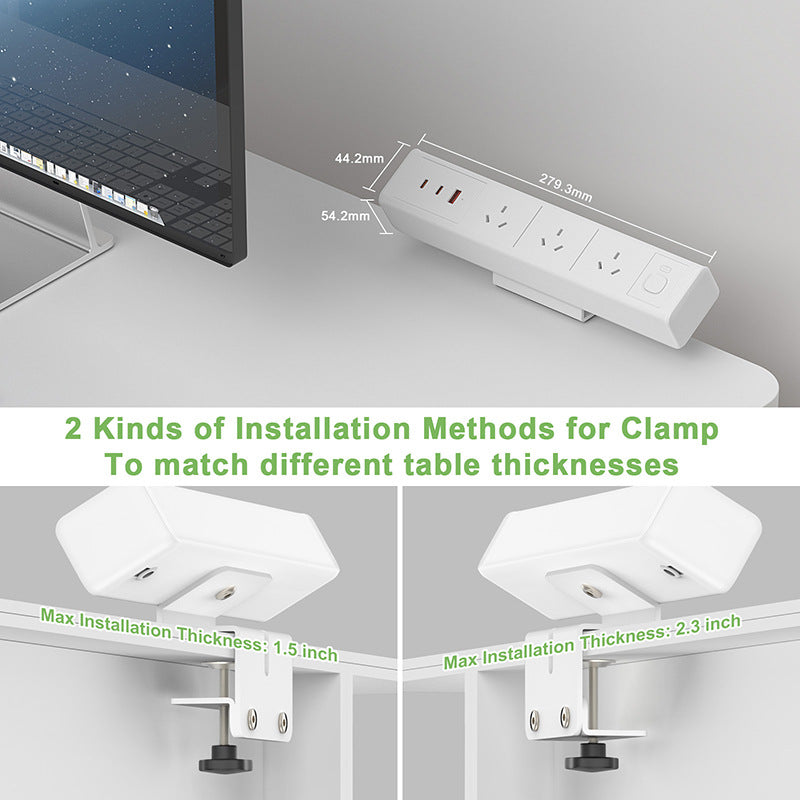 Load image into Gallery viewer, 3 Outlets & 3 USB Ports 65W PD Fast Charging All in one Desktop Mounted Power Strip for Home, Office, Workspace (White) - Polar Tech Australia