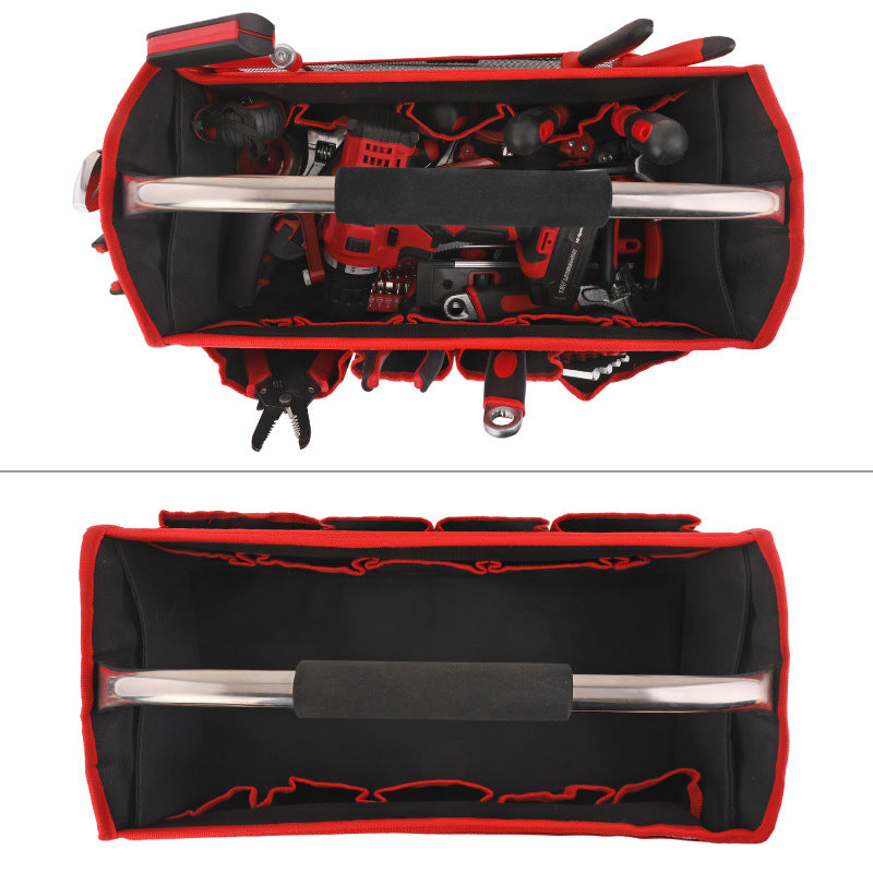 Cargue la imagen en el visor de la galería, 16 Inch Large Capacity 8 Pockets Wide Mouth Electrician Open Top Tool Tote Bag Tool Storage Bag with Handle - Polar Tech Australia