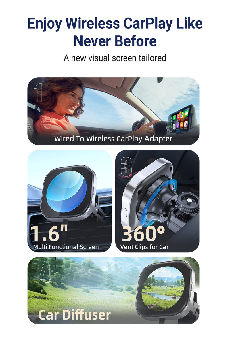 Chargez l'image dans la visionneuse de la galerie, Plug and Play Wireless CarPlay Adapter With Built-in Screen for iPhone 11/12/13/14/15/16 - Polar Tech Australia