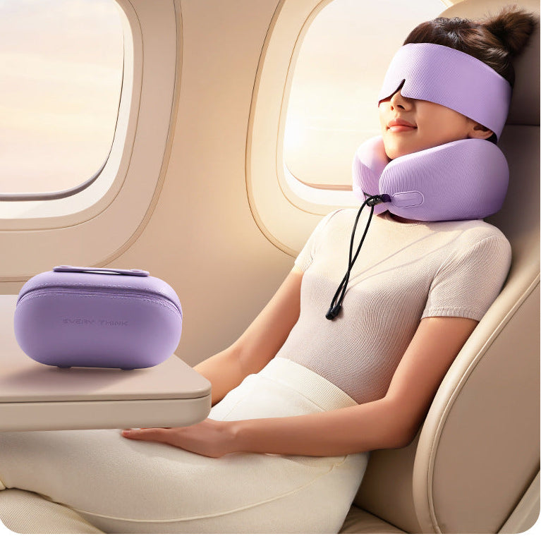 Load image into Gallery viewer, EVERYTHINK Ergonomic Memory Foam Travel Neck Pillow with Eye Mask, Earplugs & Carry Case – Adjustable Neck Support for Airplane, Car & Travel - Polar Tech Australia