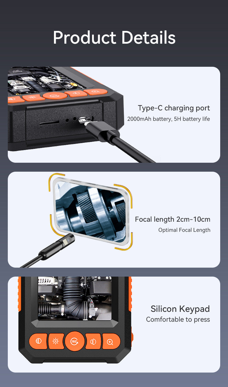 Cargue la imagen en el visor de la galería, 4.3-Inch Screen Daul Camera Industrial Endoscope Inspection Camera for Automotive Repair and Pipe Inspection