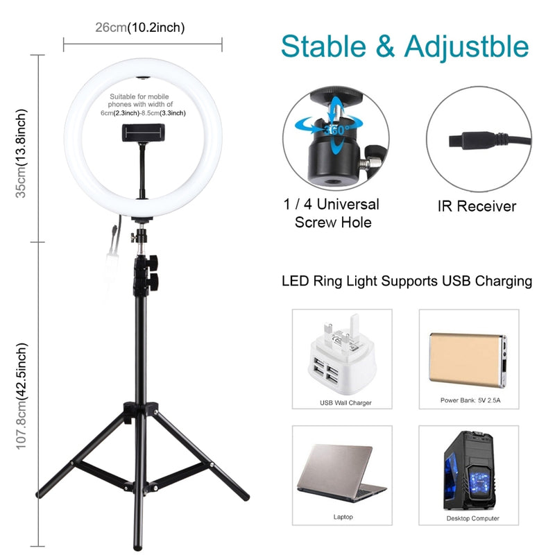Load image into Gallery viewer, RGBW Ring Light with Remote Control + 1.1m Tripod Stand Live Streaming Kit - Polar Tech Australia