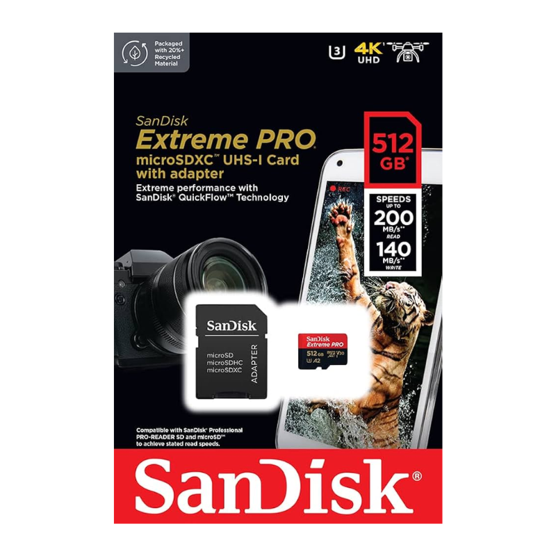 Cargue la imagen en el visor de la galería, SanDisk Extreme Pro Micro Memory Card - 64GB 128GB 256GB 512GB 1TB A2 Class V30 170Mb/s - Polar Tech Australia