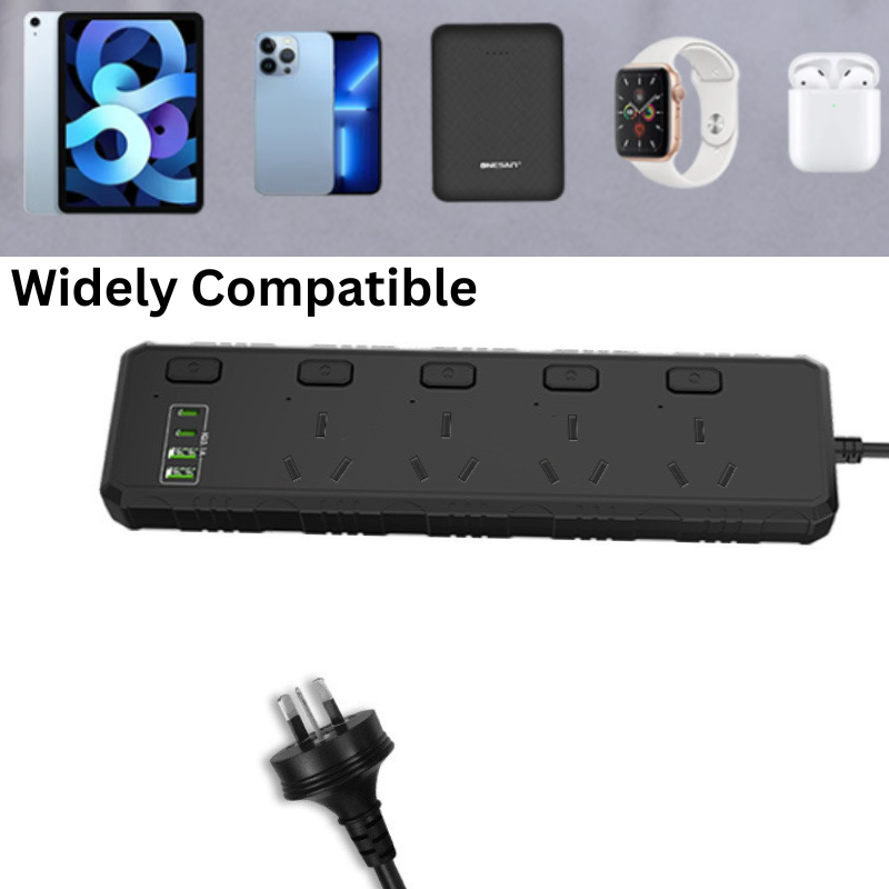 Load image into Gallery viewer, 4 Outlets + 2 USB-C + 2 USB A - Power Board Extension 16A 3000W (AU Version) - Polar Tech Australia