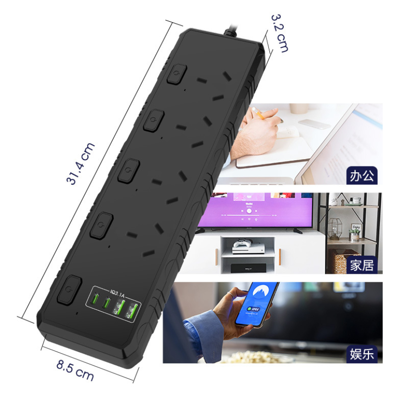 Load image into Gallery viewer, 4 Outlets + 2 USB-C + 2 USB A - Power Board Extension 16A 3000W (AU Version) - Polar Tech Australia