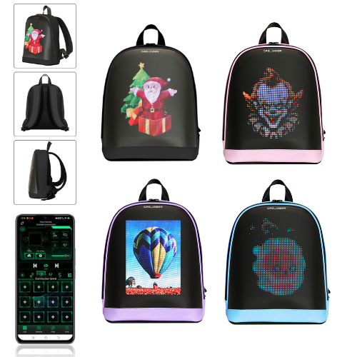 Cargue la imagen en el visor de la galería, Cyberbag Pixel Art LED DIY Nylon Leather Backpack - Polar Tech Australia