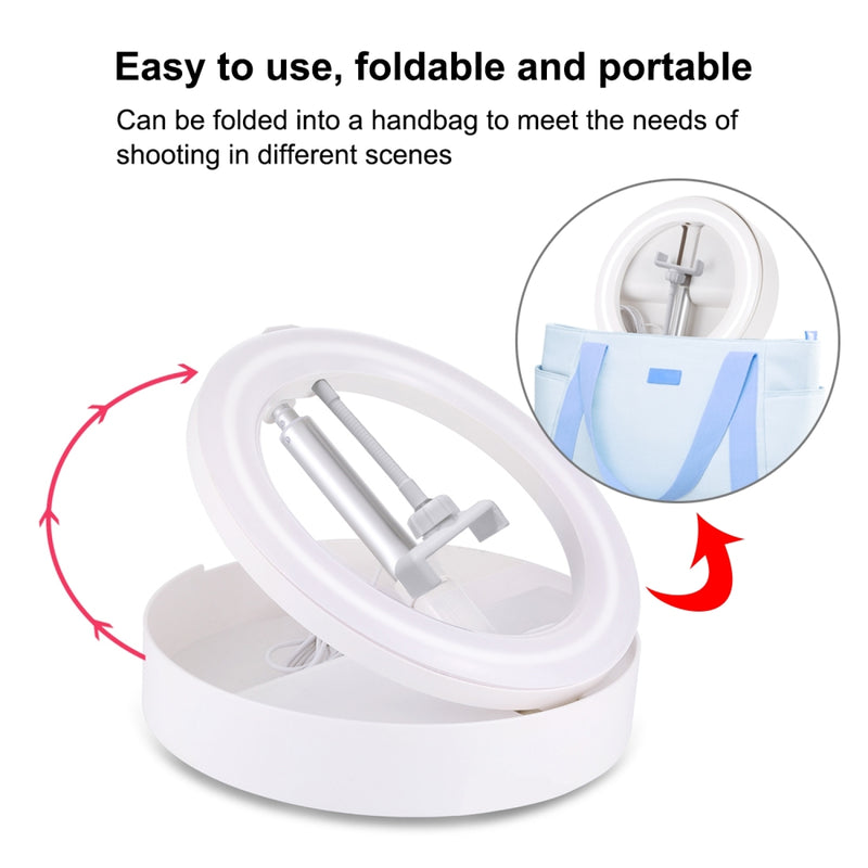 Chargez l'image dans la visionneuse de la galerie, 10.2" (26cm) USB LED Ring Light – 3 Lighting Modes, Dimmable Dual-Colour Temperature with Folding Desktop Stand & Phone Holder - Polar Tech Australia