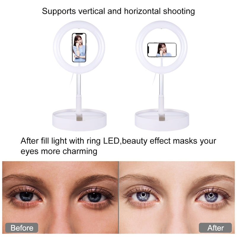 Chargez l'image dans la visionneuse de la galerie, 10.2" (26cm) USB LED Ring Light – 3 Lighting Modes, Dimmable Dual-Colour Temperature with Folding Desktop Stand & Phone Holder - Polar Tech Australia