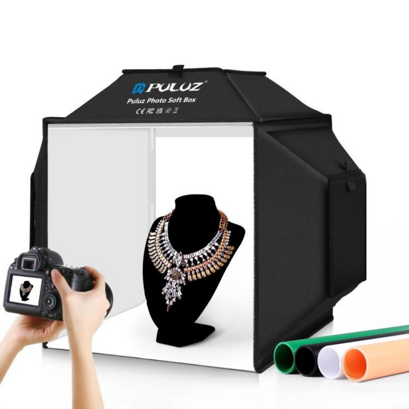 Cargue la imagen en el visor de la galería, PULUZ 40cm Folding 72W LED Studio Light Tent Kit – with 4 Backdrops - Polar Tech Australia