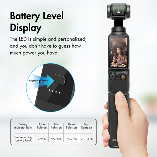 DJI Osmo Pocket 3 PULUZ High-Capacity 2800mAh Battery Grip (Black) - Polar Tech Australia