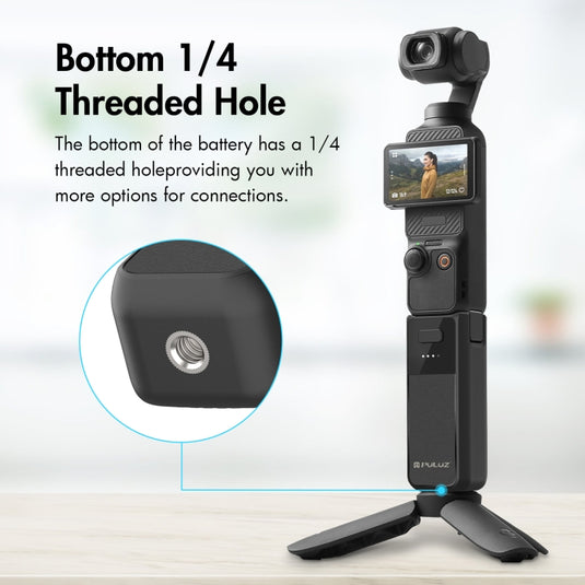 DJI Osmo Pocket 3 PULUZ High-Capacity 2800mAh Battery Grip (Black) - Polar Tech Australia