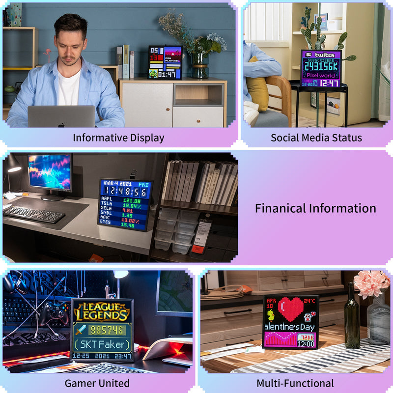 Chargez l'image dans la visionneuse de la galerie, Divoom Pixoo64 64x64 Pixel Art LED Display Social Media Counter Perfect Gift - Polar Tech Australia