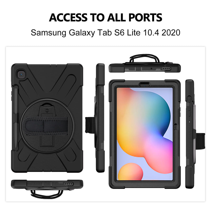 Load image into Gallery viewer, Samsung Galaxy Tab S6 Lite 10.4 2020 (P610/P613/P615/P619) Heavy Duty 360 Degree Rotate Stand Hand Strap Case - Polar Tech Australia