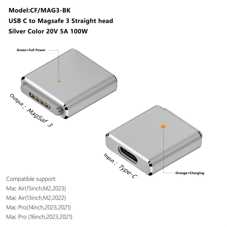 Cargue la imagen en el visor de la galería, MacBook Magnetic Charging Adapter PD100W MagSafe 3 to Type-C Female - Polar Tech Australia