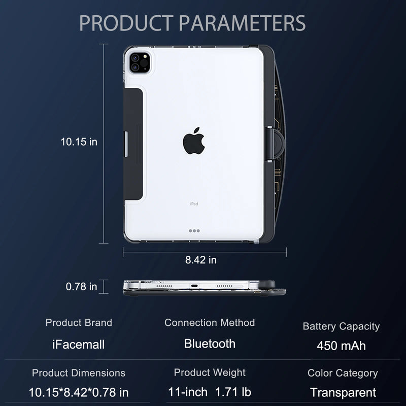 Cargue la imagen en el visor de la galería, Apple iPad Pro 3/4/5/6 12.9" & Air 6 13” -180 Degree Rotation Magic Cyberpunk Style Transparent Keyboard Case - Polar Tech Australia