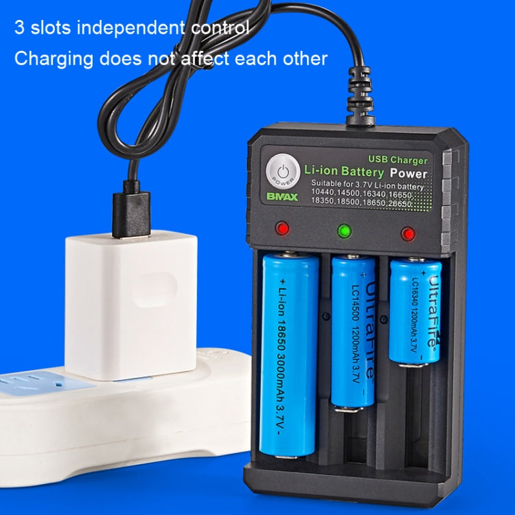 Load image into Gallery viewer, BMAX 18650 3-Slot USB Charging Seat 3.7/4.2V Independent Lithium Battery Charger - Polar Tech Australia