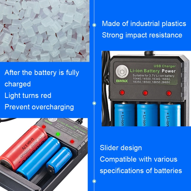 Load image into Gallery viewer, BMAX 18650 3-Slot USB Charging Seat 3.7/4.2V Independent Lithium Battery Charger - Polar Tech Australia