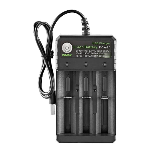 BMAX 18650 3-Slot USB Charging Seat 3.7/4.2V Independent Lithium Battery Charger - Polar Tech Australia