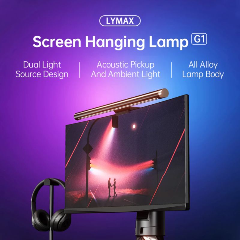 Cargue la imagen en el visor de la galería, LYMAX RGB Computer Monitor Light Bar with Remote Control, Eye-Care for Desktop Space Saving and Gaming Home Office