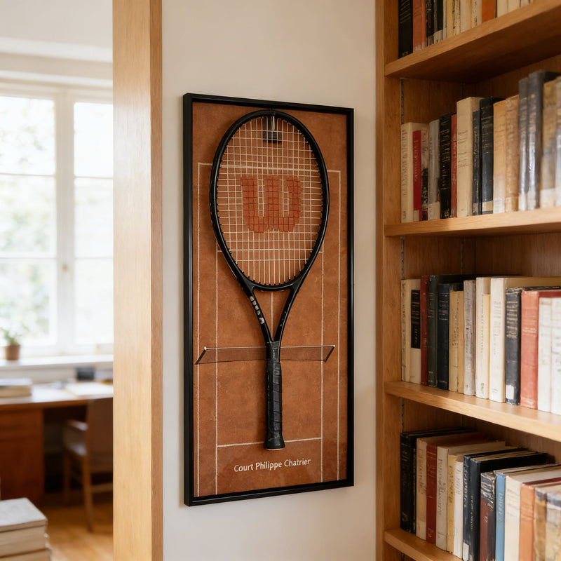 Cargue la imagen en el visor de la galería, Roland Garros & French Open Inspired Tennis Racket Display Frame – Wall Mount Holder - Polar Tech Australia