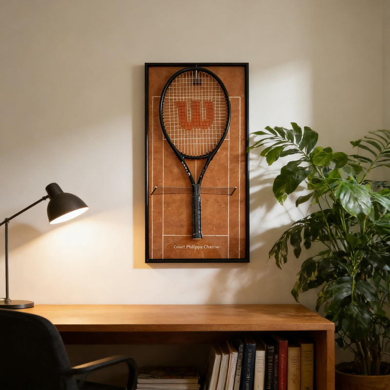 Cargue la imagen en el visor de la galería, Roland Garros & French Open Inspired Tennis Racket Display Frame – Wall Mount Holder - Polar Tech Australia