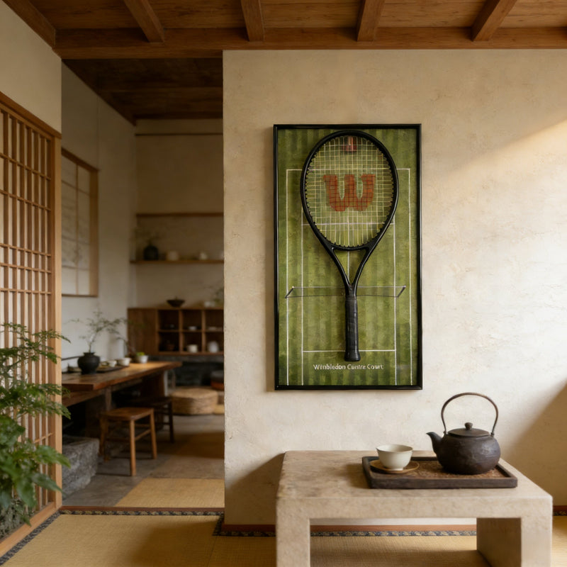Cargue la imagen en el visor de la galería, Wimbledon Tennis Tournament Racket Display Frame – Premium Wall Mount Holder & Decor - Polar Tech Australia