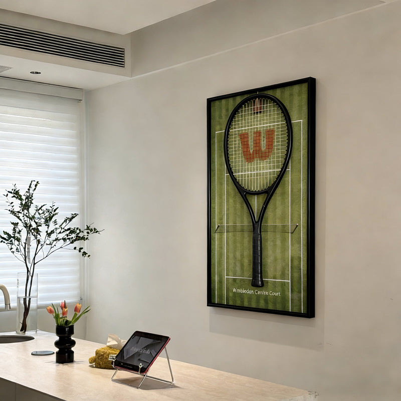 Cargue la imagen en el visor de la galería, Wimbledon Tennis Tournament Racket Display Frame – Premium Wall Mount Holder & Decor - Polar Tech Australia