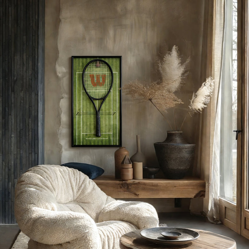 Cargue la imagen en el visor de la galería, Wimbledon Tennis Tournament Racket Display Frame – Premium Wall Mount Holder & Decor - Polar Tech Australia